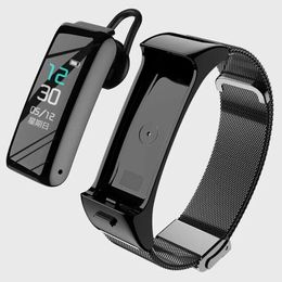 Montres 2in1 Smart Bluetooth Casque Bracelet Fréquence Cardiaque Santé Sommeil Surveillance Montre De Sport Écouteur Sans Fil Smartwatch Bracelet