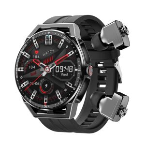 Montres 2in1 Smartwatch Moniteur de santé de fréquence cardiaque 300mAh IP66 étanche avec casque sans fil TWS Smart Watch Fitness Tracker