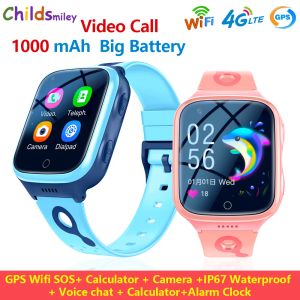 Relojes 4G Niños Smart Watch Camera SOS IP67 Impermeable GPS Wifi Video llamador de videocletería Ubicación de rastreador