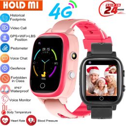 Bekijkt 4G kinderen Smart Watch GPS WiFi Positie Video Call Tracker Locatie SOS IP67 Body Temperatuur Kids Smartwatch Boys Girls Gift