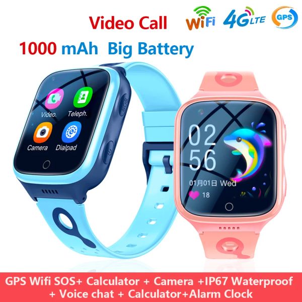 Montres 4G Kids Watch Camera SOS IP67 APPLAPIER GPS GPS WIFI VIDEO VIDEO MONITEUR LECHERCHER LBS LBS Watch Kid Children Watch K9