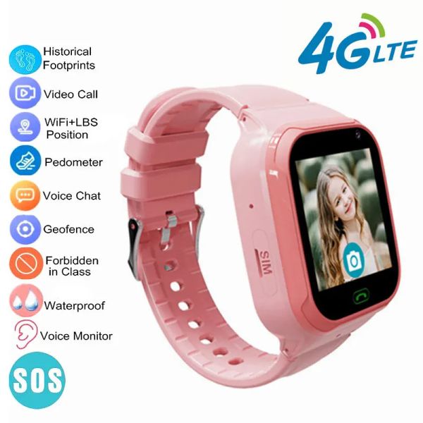 Relojes 4G Smart Watch Kids SOS GPS LBS Ubicación Wifi Posicionamiento Cámara Sim Tarjeta de llamada Teléfono Regalo de reloj inteligente para niños ios android