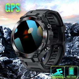 Montres 5ATM GPS Smart Watch Men militaire pour Android Xiaomi iOS Round Wawterproof Sport Watch Oxygen Saturation Smartwatch 2023