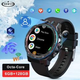 Montres 6 Go + 128 Go 4G LTE Smart Watch Hommes Google Play Store 1.43In 8Core Dual CPU HD Caméra Wifi Android Carte Sim GPS Bluetooth NFC 2024