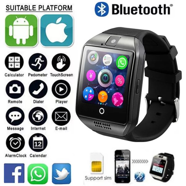 Montres A3 Q18 Bluetooth Smart Watch avec carte SIM 2G HOMMES FEMMES LARGECACACE CAPLE TÉLÉPHONE SMARTWATCH SPORT ALARME PEDOME ALAROM