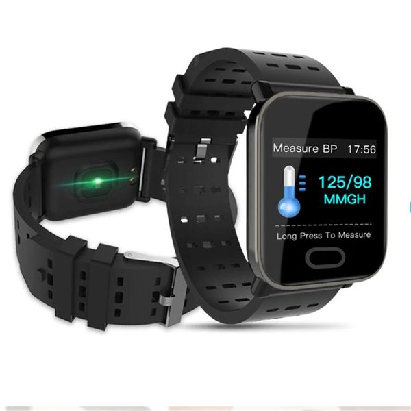 Relojes Reloj inteligente A6 con monitor de ritmo cardíaco Rastreador de ejercicios Pulsera de presión arterial Reloj inteligente a prueba de agua para Android IOS PK Q8 V6 S9