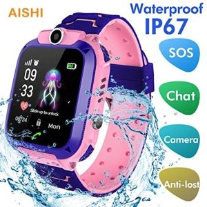 Horloges AISHI Q12 Kinderen Smart Horloge IP67 Waterdicht SOS Camera Telefoon 2G Sim-kaart Spraakoproep LBS Locatie Kind Klok Smartwatches Gift