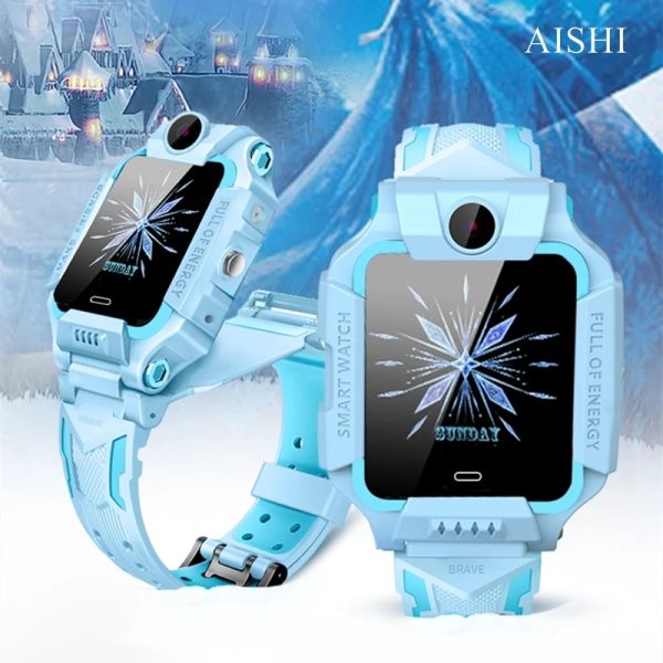 Montres Aishi Q19R 2G SIM CARDE ARRÉPRÉE DOUBLE CAMÉRAS 360 ROTATION KIDS Smart Watch Couleur Couleur LBS SOS Mobile Phone Smartwatches