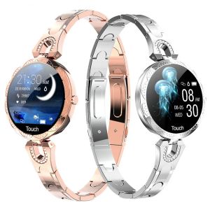 Montres AK15 Femmes Smart Watch IP67 Bracelet Bluetooth imperméable Metal Ladies Sports Fitness Tracker Salle Care Traft Hypery Pressure Monitor