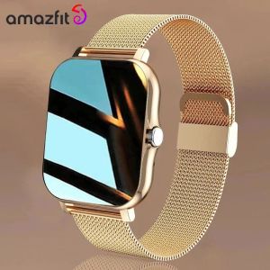 Bekijkt Amazfit 2023 smartwatch voor vrouwen cadeau Volledig touchscreen Bluetooth -oproepen digitale polshorloge voor Huawei Xiaomi Apple Smart Watch