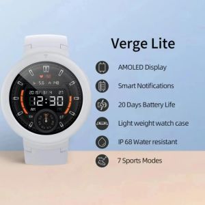 Montres Amazfit Verge Lite Smart Watch Global Version avec écran d'affichage AMOLED GPS GPS IP68 IMPHERPORTHER 24HOUR INSTRUCTION 98NEW ROBOX