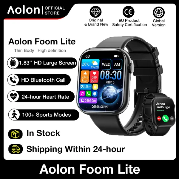 Relojes Aolon Foom Lite Smart Watch Men Bluetooth llamado IP67 Dial impermeable llamado Smartwatch Women Fitness Pulsero personalizado