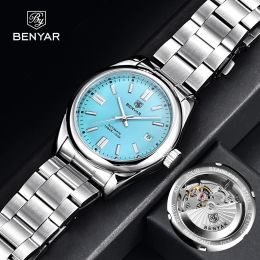 Relojes Benyar 2022 Classic Edición limitada Reloj mecánico automático para hombres Acero inoxidable Zafiro Reloj automático con fecha nocturna Relogio