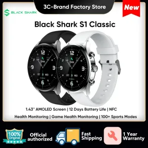 Horloges Black Shark S1 Classic Smartwatch 1,43'' AMOLED-scherm Gezondheidsmonitoring Fitnesshorloge 12 dagen Batterijduur Draadloos opladen