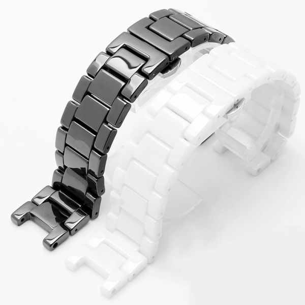 Montres Black White Concave Ceramic Sangle 20 * 11 18 * 10 16 * Bracelet de bande de montre 9 mm pour GC Guess Pacha Watch Accessoires