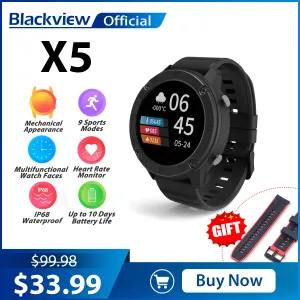 Bekijkt BlackView IP68 smartwatch X1 X2 X5 Men Women Sports Watch Sleep Monitor Fitness Tracker Hartslag Smart Watch voor iOS Android