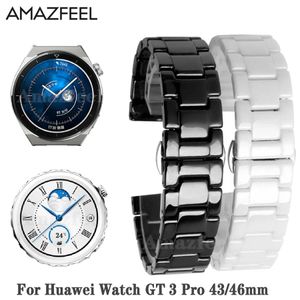 Montres Bracelet en céramique pour montre Huawei GT 3 Pro 43 46MM bracelet noir pour montre GT 2 Pro 46MM montre bracelet montre 3 montre GT Runner