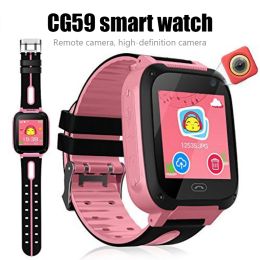 Montres CG59 Enfants enfants Smart Watch GSM GPRS Appel téléphonique LBS Tracker Positionnement du moniteur de pression artérielle de la fréquence cardiaque Tracker de fitness