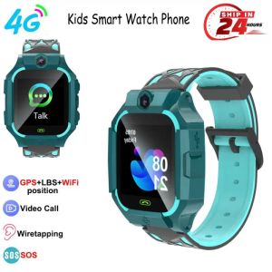 Bekijkt kinder 4G Smart Watch GPS WiFi Video Call SOS Waterdichte kinderen Smart Watch Camera Locatie Tracker Loksen Voice Phone Watch