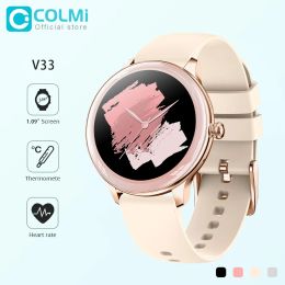 Horloges Colmi V33 Lady Smartwatch 1,09 inch Volledig scherm Thermometer Hartslag Slaapmonitor Women Smart Watch