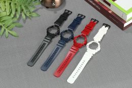Horloges compatibel met 16 mm kleurrijke hars rubberen horlogeband en horloge voor aw591/590/5230/awgm100/101/aw582b/g7700/g7710