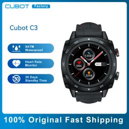 Regardez Cubot C3 Smart Watch Sports Fitness Tracker Clock Heart Cate Cadre Monitor 5ATM Smartwatch imperméable Men pour le téléphone iOS Android