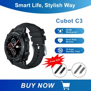 Horloges cubot c3 smartwatch sport hartslag slaapmonitor 5atm waterdichte touch fitness tracker smart horloge voor mannen dames Android iOS