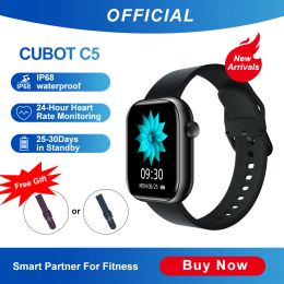 Bekijkt Cubot C5 5atm waterdichte smartwatch hartslag calorie monitor touch fitness tracker sport smart horloge voor mannen dames Android iOS