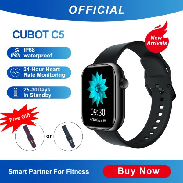 Montres Cubot C5 5ATM Smartwatch imperméable Smartwatch Heart Calorie Monitor Touch Fitness Tracker Sport Smart Watch for Men Women Android iOS
