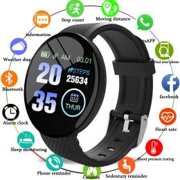 Montres D18 Smart Watch Men Pression artérielle imperméable Smartwatch Femmes Care Matériel Monitor de fitness Tracker Watch Sport pour Android iOS