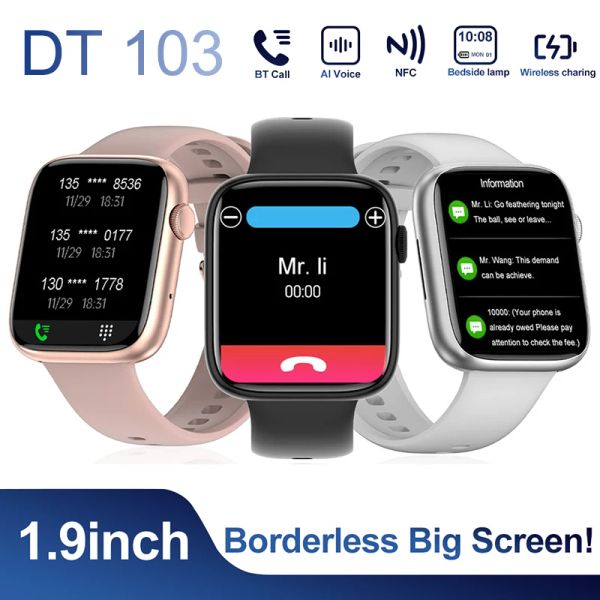 Montres DT103 Smart Watch Men Women Femmes étanche NFC Smartwatch GPS Tracker Sport Watches 1.9 