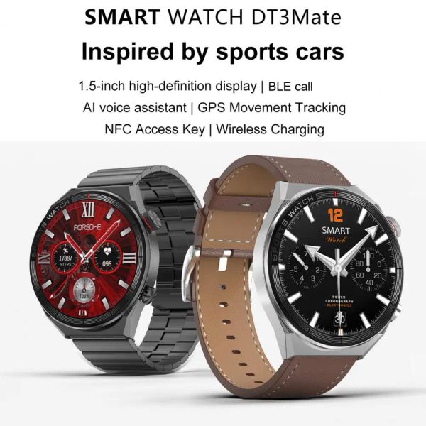 Montres DT3 Mate Creative Smart Watch Magnetic Charges plusieurs langues Rechargeable Digital Watch Ai Voice Assistant