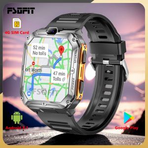 Montres Dual Cameras Smart Watch 4G Network SIM Card 1.96 pouces GPS WiFi NFC 16G ROM Google Play IP67 Android Men Women Fitness Smartwatch