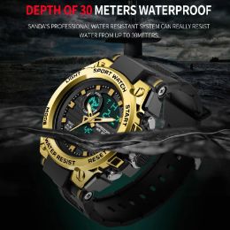 Montres Dual Display Digita Sport Watch Men Sanda 739 Termroproproof S Shock Clock Maly Men's Watch Top Brand Horloge militaire Male