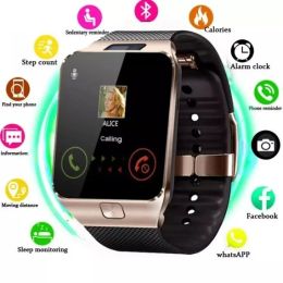 Regardez DZ09 Smart Watch Men Sports Bluetooth Music Player Call Dial Bracelet Smart With Camera Fashion Smartwatch Prise en charge de la carte SIM