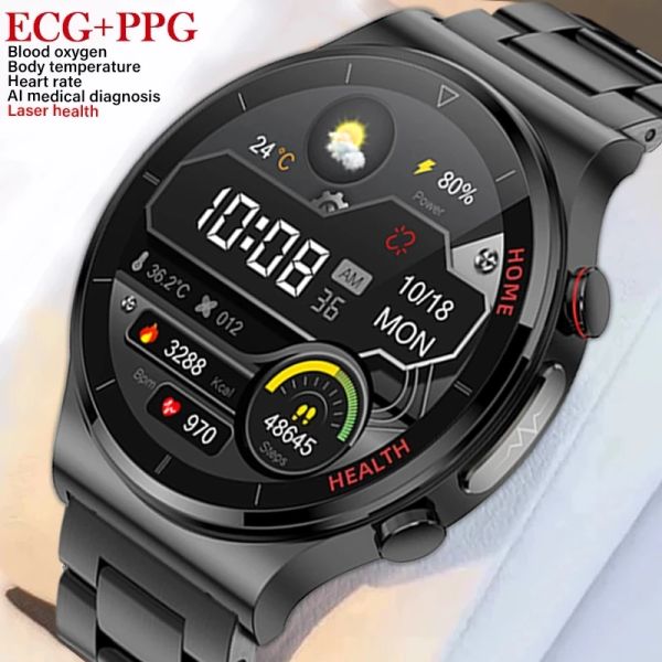 Montres ECG + PPG Smart Watch Men Traitement au laser 24hour Température corporelle Déchiffre cardiaque Pression artérielle IP68 Smarthatch imperméable pour Xiaomi