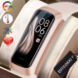 Regardez Effeokki AMOLED Smart Watch Smartwatch Band Women Sated Rate Blood Imperping Connected Smart Bracelet Sport Fitness Tracker