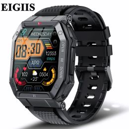 Bekijkt Eigiis Smart Watch Men 1.85 'IPS -scherm Aangepaste wijzerplaat 5ATM Waterdichte bloeddrukmonitor Sport Watch 350 MAH LANG STANDBY