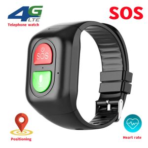 Bekijkt oudere GPS Tracker 4G -telefoon Watch SOS Eén belangrijke oproep Anti -Wandering Tracker Sportstappentometer Bracelet Hartslag Hartslag BLOEDSCHUWING