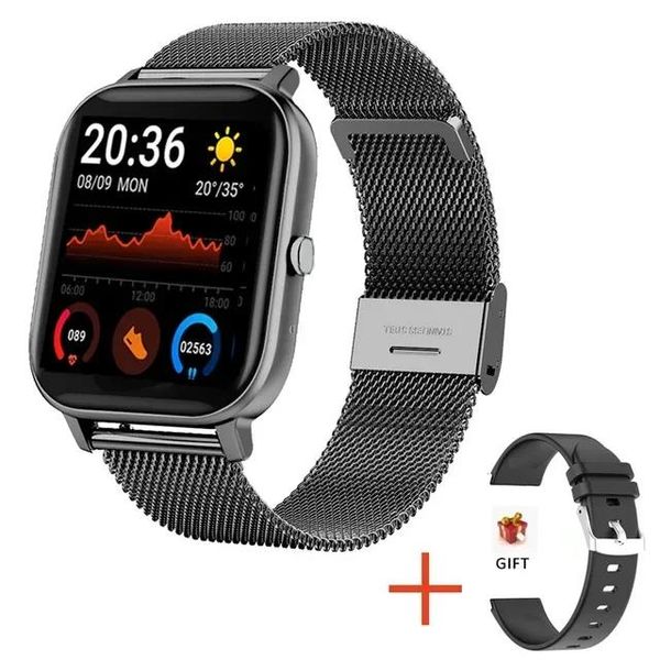 Relojes Moda Hombres Mujeres Reloj inteligente Llamada Bluetooth Smartwatch Hombre Deporte Fitness Tracker Impermeable LED Pantalla táctil completa para Android ios