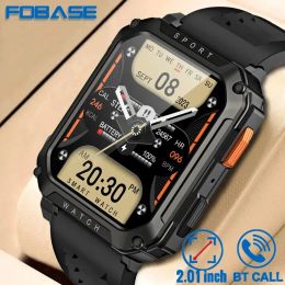 Regarde FOBASE T8 Pro 2.01 pouces pour hommes habituels militaires en plein air BT Smart Watch Sports Fitness Tracker Heart Monitor pour Android iOS
