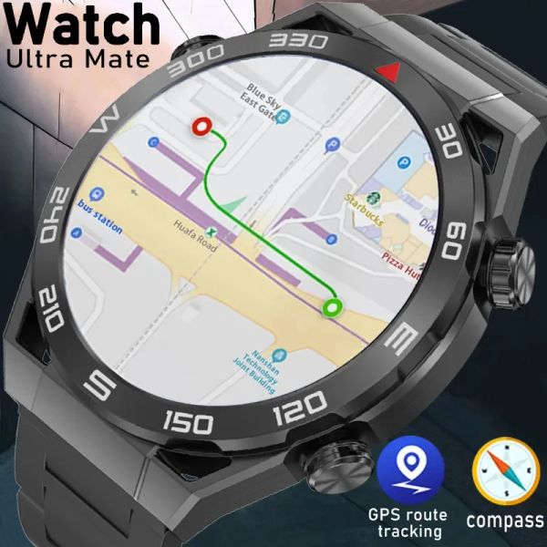Montres pour Huawei GPS Smart Watch Men de 1,5 pouce HD grand affichage Hifi vocale appelant NFC Watches Compass IP68 ECG imperméable ECG Smart