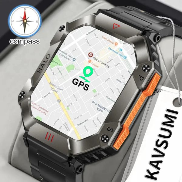 Montres pour Huawei Military Outdoor Men Bluetooth Call Smart Watch Compass GPS Track Mether AI Voice 100 + Modes sportifs 650mAh Smartwatch
