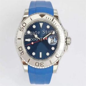Relojes para hombres automáticos cal 3235 ETA Men's Watch 904L acero inoxidable Rhodium gris Correa de goma de goma de platino azul EW CALEN269L