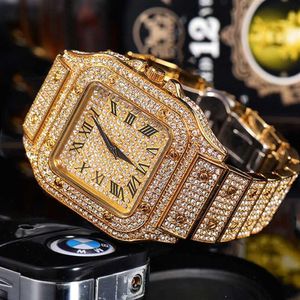 Horloges voor Mannen Luxe Mode Hiphop Iced Out Horloge Sliver Goud Strass Quartz Horloge Relogio Masculino Geschenken Mannen Horloge H1271q
