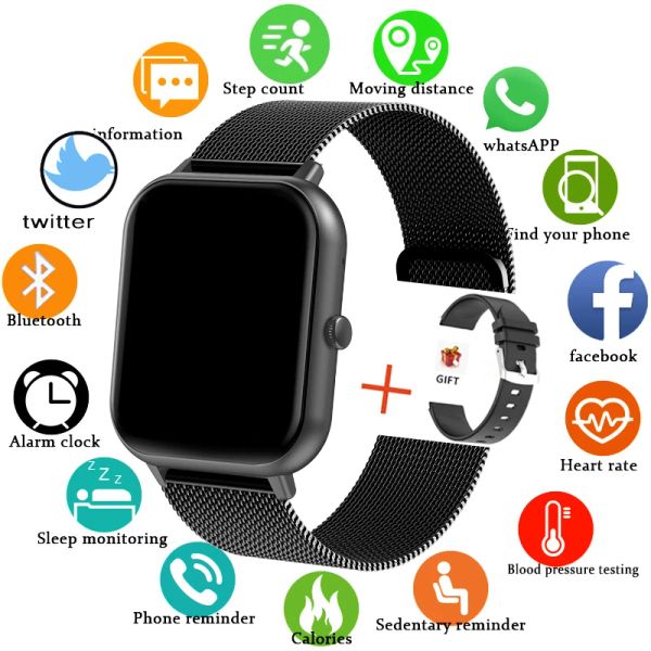 Montres pour Xiaomi Huawei iOS 2024 Nouveau Smart Watch Men Femmes Salle Carthyper Pression Fitness Tracker Bluetooth Call Smartwatch Man