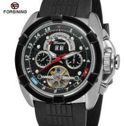 Relojes para hombres Men's Watch Automatic Selfwind Rubber Band Calendar Tourbillion al por mayor Wall Wallwatch Color masculino negro