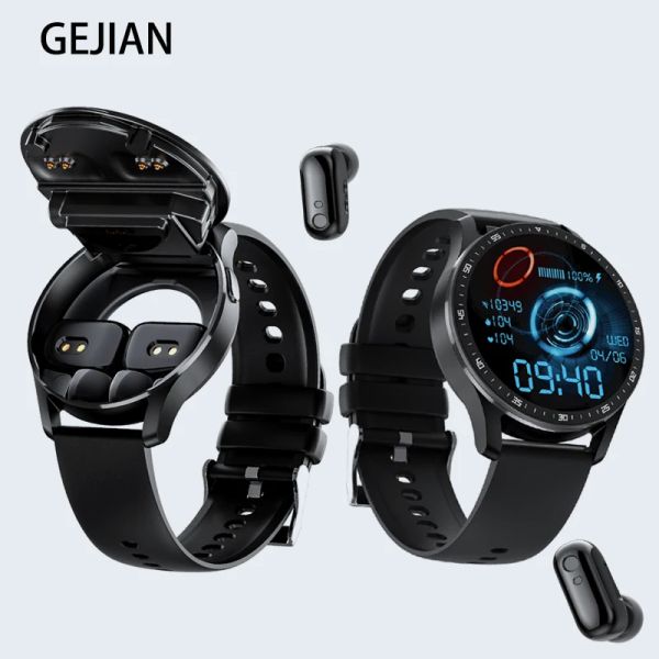 Montres Gejian X7 Headset Smart Watch Tws Two dans un Bluetooth Double casque Call Health Hypertension Sport Music Smartwatch