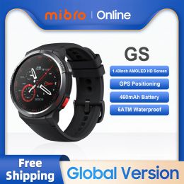 Montres Global Version MIBRO GS Smartwatch 460mAh Batterie AOD 1.43 pouces AMOLED ÉCRAN 5ATM IMPHERPOR SPORT GPS Positionnement Smart Watch