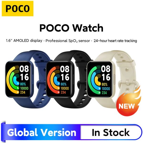 Montres Global Version Poco Watch 1.6 '' Affichage AMOLED 14 jours Batterie GPS Alwayon Watch Face Blood Oxygène Smartwatch